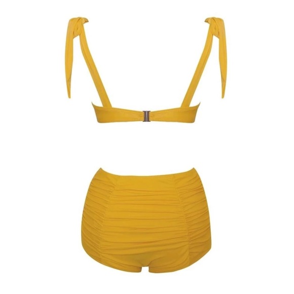 Mustard yellow 2 piece Bikini w/ ruched detail - Picture 3 of 3